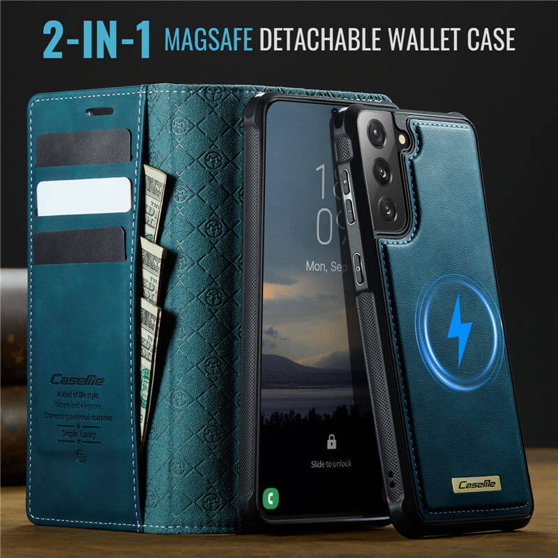 CaseMe Samsung Galaxy S21 FE 2-in-1 Magnetic Wallet Case with RFID Blocking