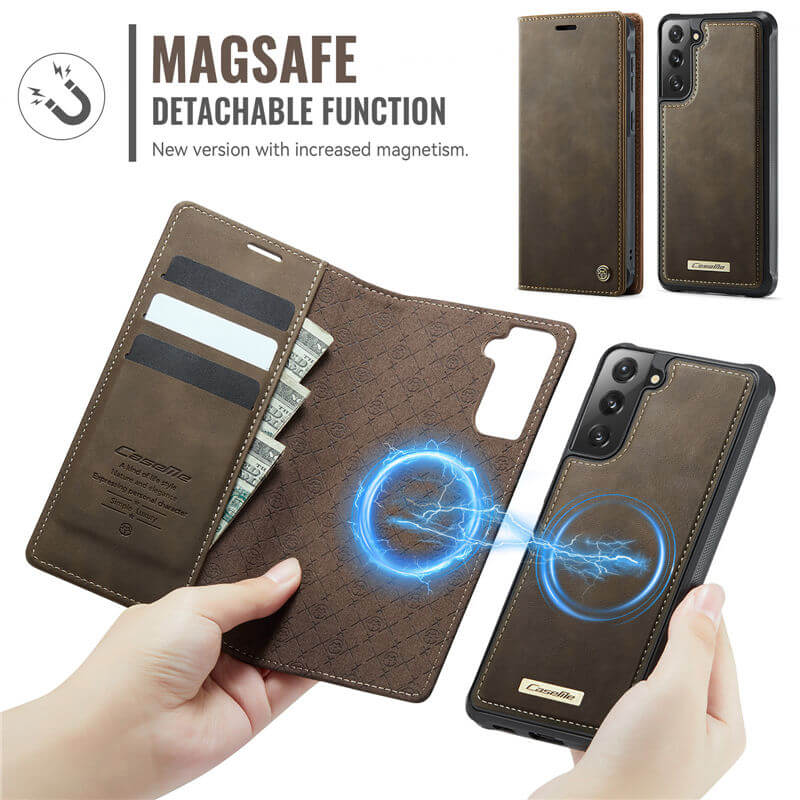 CaseMe Samsung Galaxy S21 FE 2-in-1 Magnetic Wallet Case with RFID Blocking