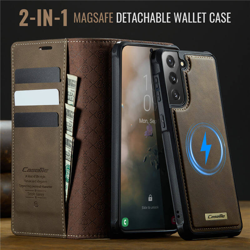 CaseMe Samsung Galaxy S21 FE 2-in-1 Magnetic Wallet Case with RFID Blocking