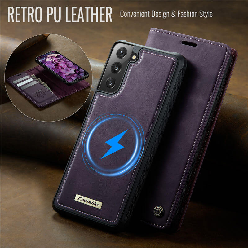 CaseMe Samsung Galaxy S21 FE 2-in-1 Magnetic Wallet Case with RFID Blocking
