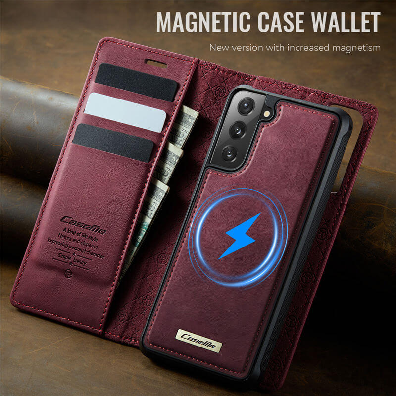 CaseMe Samsung Galaxy S21 FE 2-in-1 Magnetic Wallet Case with RFID Blocking