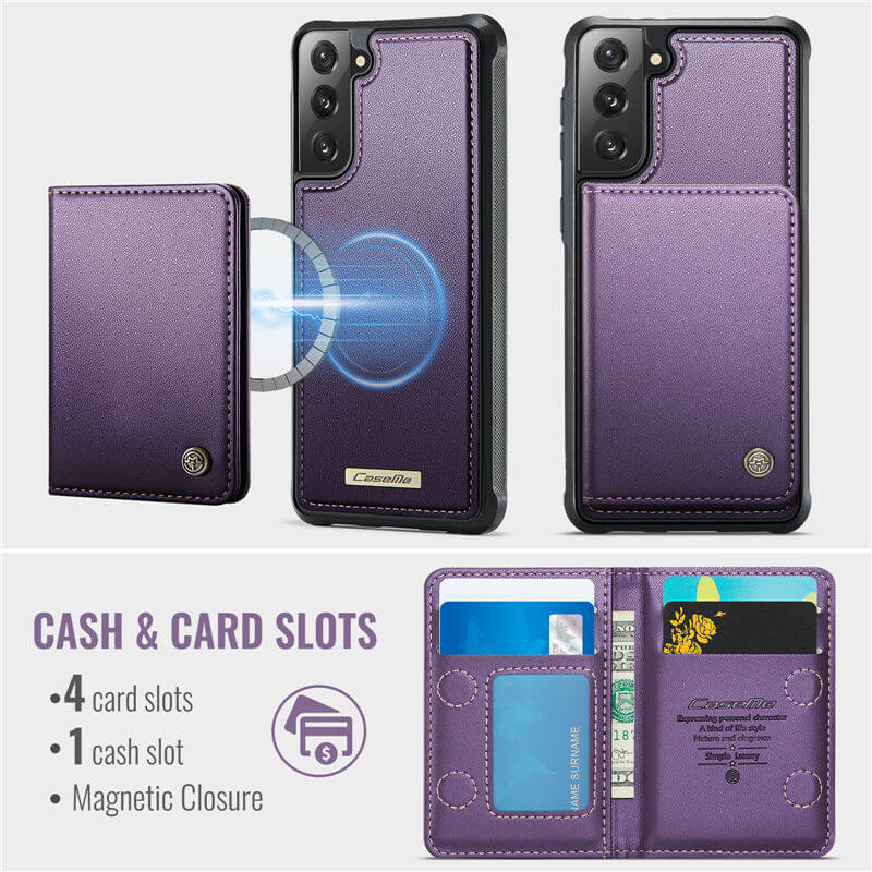 CaseMe Samsung Galaxy S21 FE 2-in-1 Magnetic Wallet Case