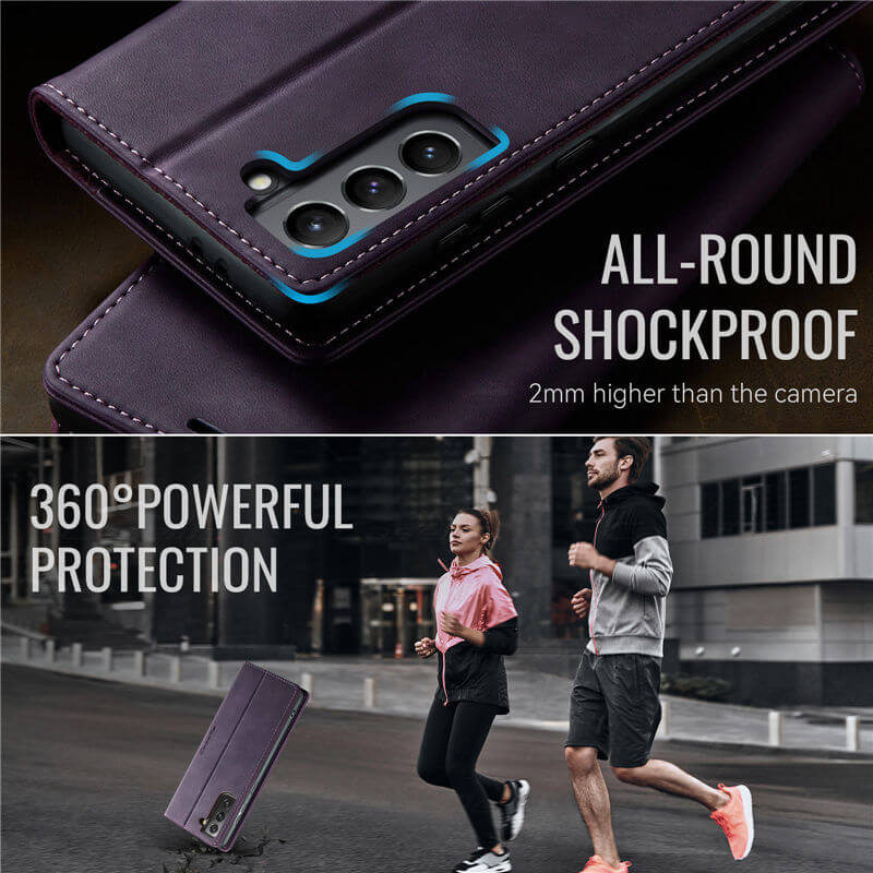 CaseMe Samsung Galaxy S21 Plus Magnetic Wallet Case with RFID Blocking