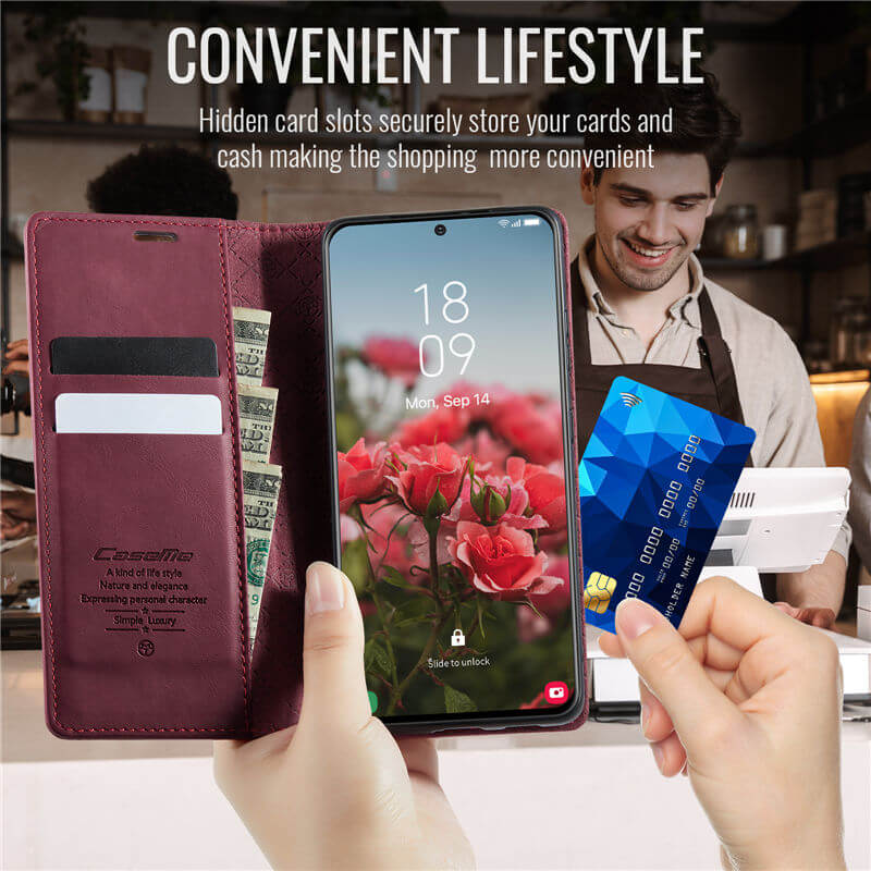 CaseMe Samsung Galaxy S21 Magnetic Wallet Case with RFID Blocking