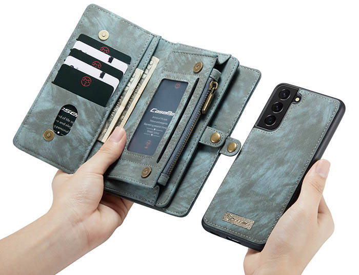 CaseMe Samsung Galaxy S21 Plus Zipper Wallet Magnetic Detachable 2 in 1 Case