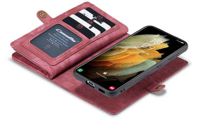 CaseMe Samsung Galaxy S21 Plus Zipper Wallet Magnetic Detachable 2 in 1 Case