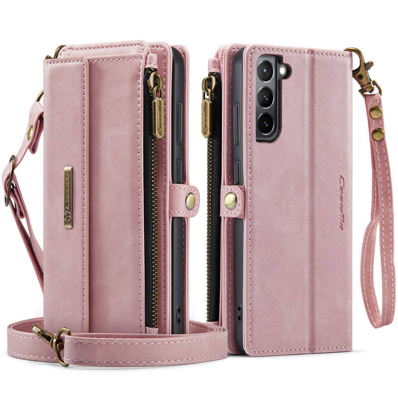 CaseMe Samsung Galaxy S21 Wallet Case – RFID Blocking, 9 Card Slots, Crossbody Strap & Wireless Charging
