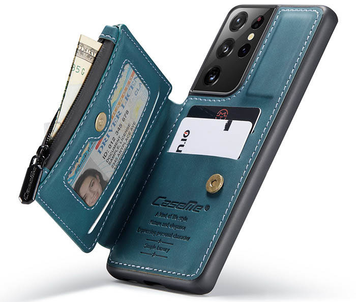 CaseMe Samsung Galaxy S21 Ultra Zipper Pocket Card Slots Case
