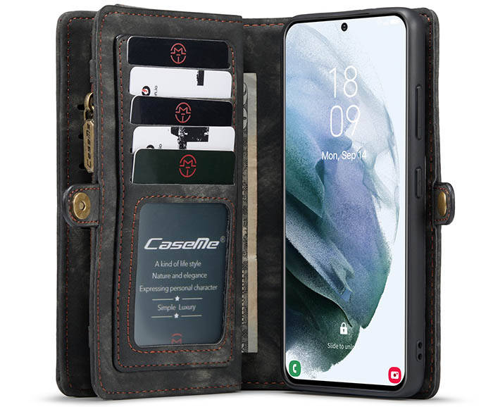 CaseMe Samsung Galaxy S21 Ultra Zipper Wallet Magnetic Detachable 2 in 1 Case