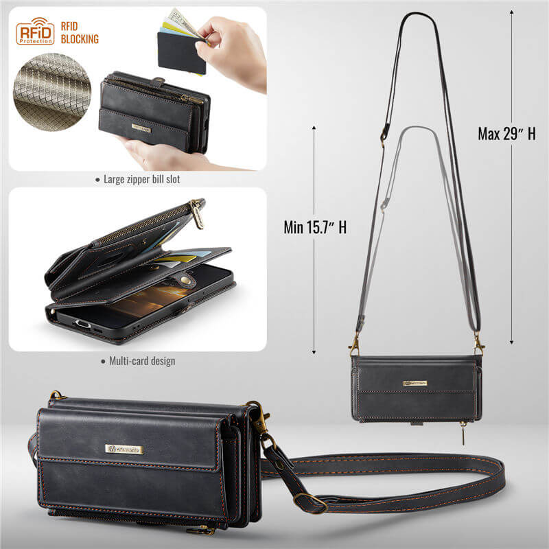 CaseMe Samsung Galaxy S21 Ultra Wallet Case – RFID Blocking, 9 Card Slots, Crossbody Strap & Wireless Charging