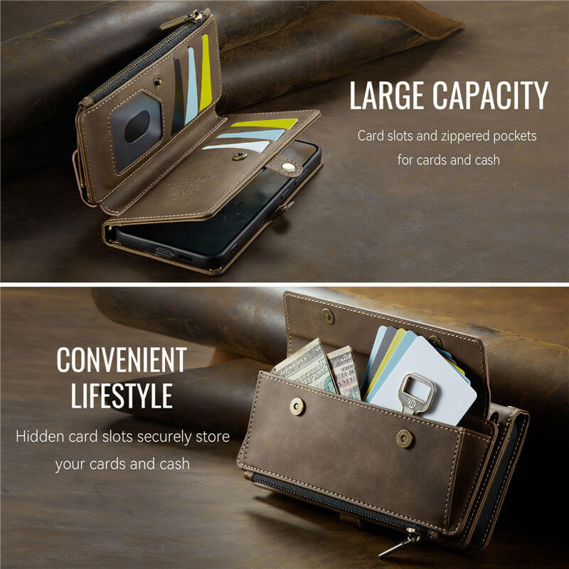 CaseMe Samsung Galaxy S21 Ultra Wallet Case – RFID Blocking, 9 Card Slots, Crossbody Strap & Wireless Charging