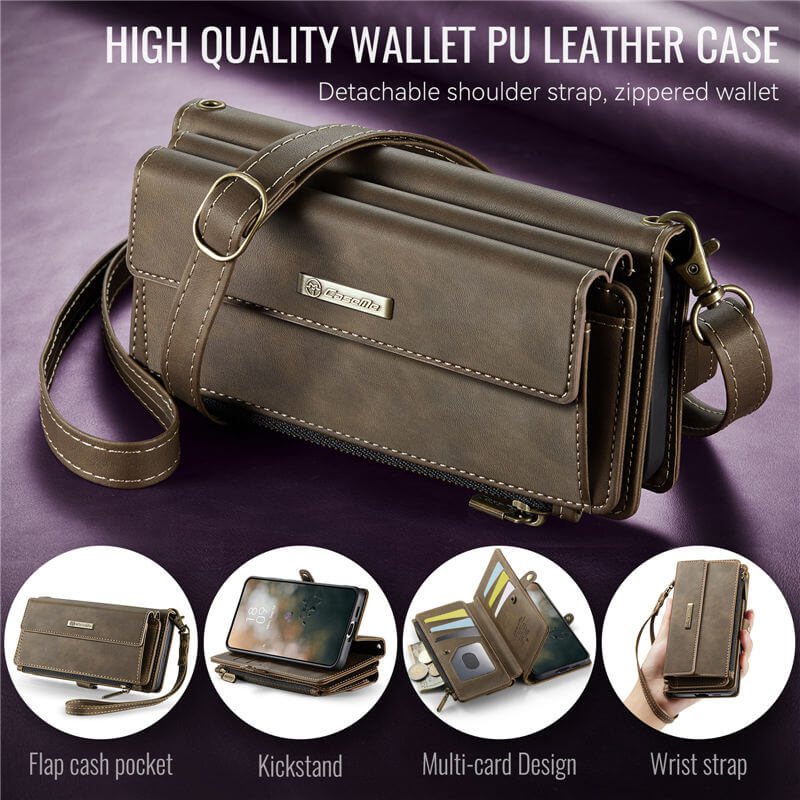 CaseMe Samsung Galaxy S21 Ultra Wallet Case – RFID Blocking, 9 Card Slots, Crossbody Strap & Wireless Charging
