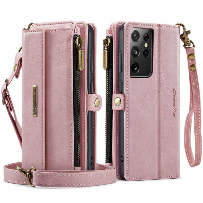 CaseMe Samsung Galaxy S21 Ultra Wallet Case – RFID Blocking, 9 Card Slots, Crossbody Strap & Wireless Charging