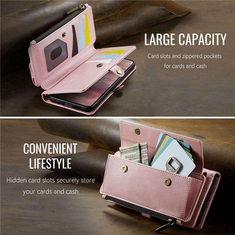 CaseMe Samsung Galaxy S21 Ultra Wallet Case – RFID Blocking, 9 Card Slots, Crossbody Strap & Wireless Charging
