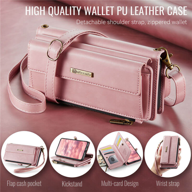 CaseMe Samsung Galaxy S21 Ultra Wallet Case – RFID Blocking, 9 Card Slots, Crossbody Strap & Wireless Charging