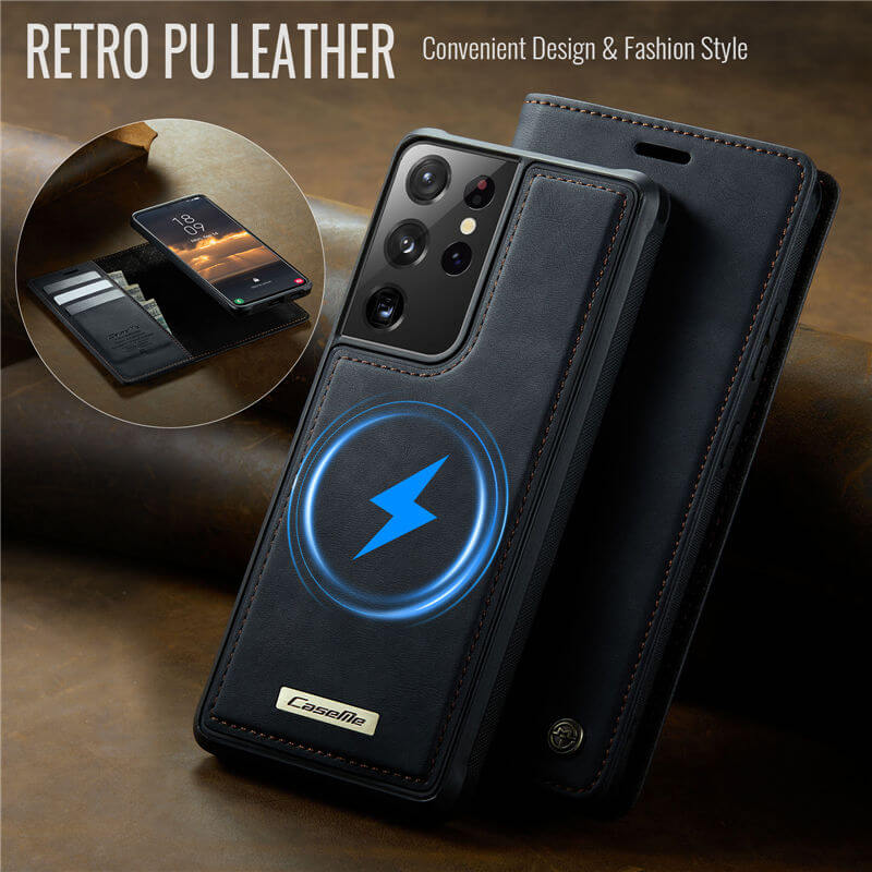 CaseMe Samsung Galaxy S21 Ultra 2-in-1 Magnetic Wallet Case with RFID Blocking