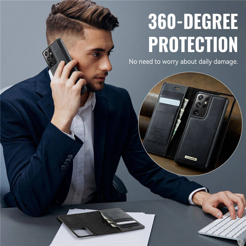 CaseMe Samsung Galaxy S21 Ultra 2-in-1 Magnetic Wallet Case with RFID Blocking