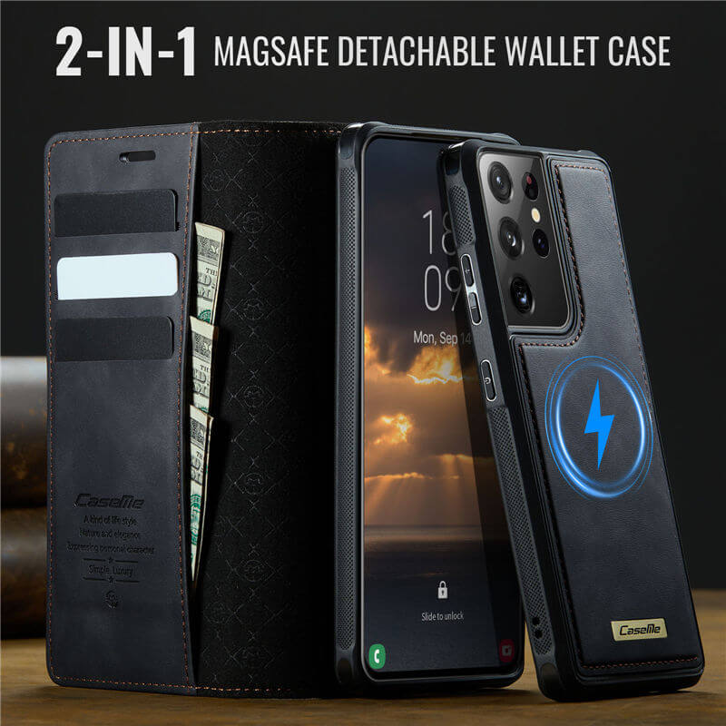 CaseMe Samsung Galaxy S21 Ultra 2-in-1 Magnetic Wallet Case with RFID Blocking
