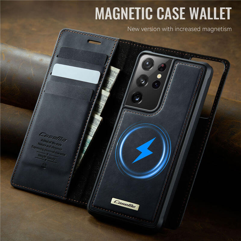 CaseMe Samsung Galaxy S21 Ultra 2-in-1 Magnetic Wallet Case with RFID Blocking