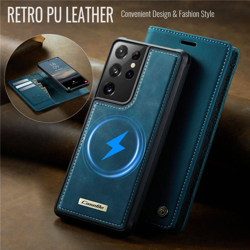 CaseMe Samsung Galaxy S21 Ultra 2-in-1 Magnetic Wallet Case with RFID Blocking