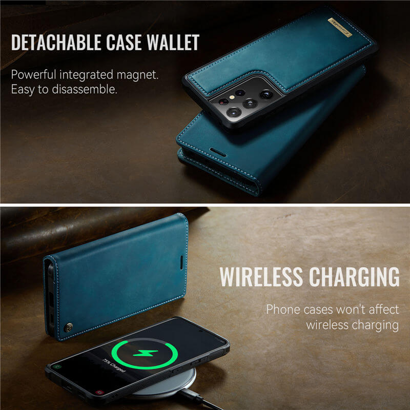 CaseMe Samsung Galaxy S21 Ultra 2-in-1 Magnetic Wallet Case with RFID Blocking