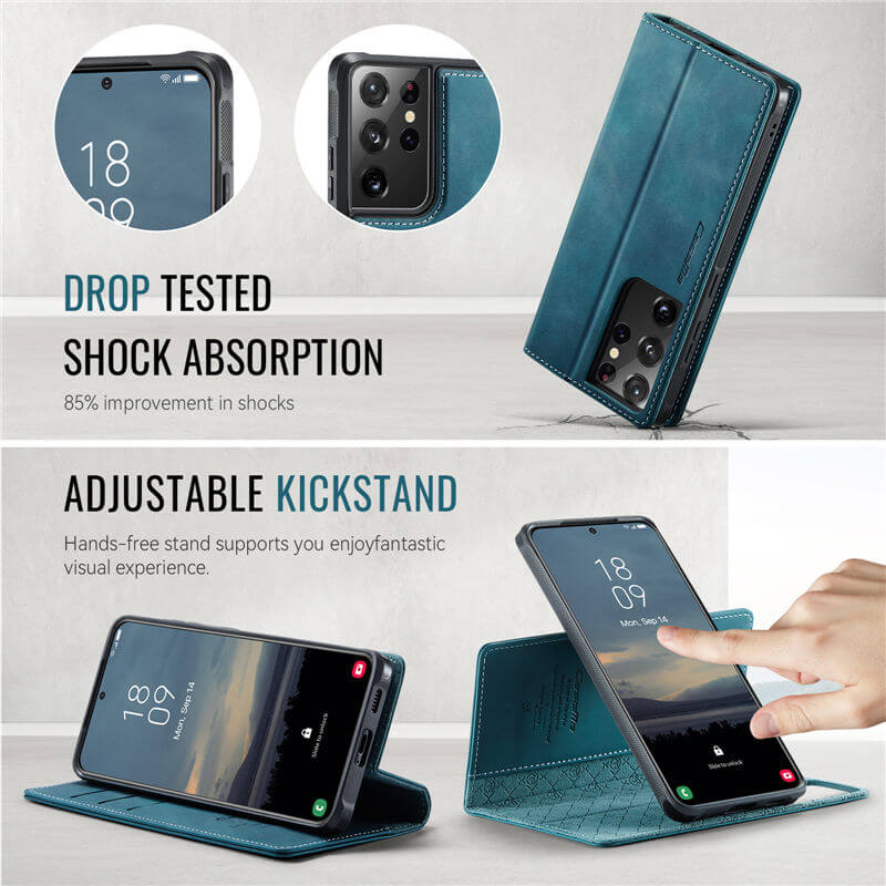 CaseMe Samsung Galaxy S21 Ultra 2-in-1 Magnetic Wallet Case with RFID Blocking