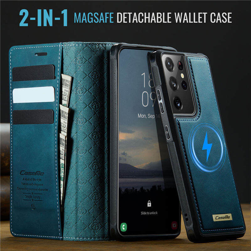 CaseMe Samsung Galaxy S21 Ultra 2-in-1 Magnetic Wallet Case with RFID Blocking
