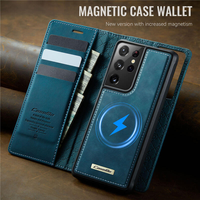 CaseMe Samsung Galaxy S21 Ultra 2-in-1 Magnetic Wallet Case with RFID Blocking