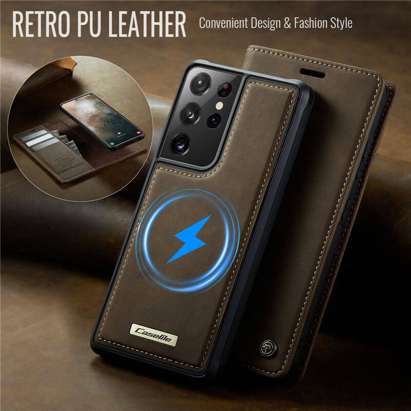 CaseMe Samsung Galaxy S21 Ultra 2-in-1 Magnetic Wallet Case with RFID Blocking