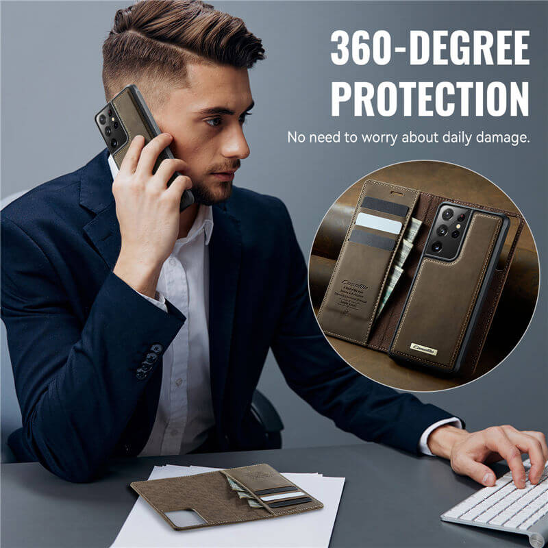 CaseMe Samsung Galaxy S21 Ultra 2-in-1 Magnetic Wallet Case with RFID Blocking