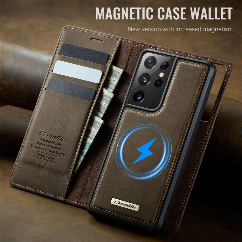 CaseMe Samsung Galaxy S21 Ultra 2-in-1 Magnetic Wallet Case with RFID Blocking