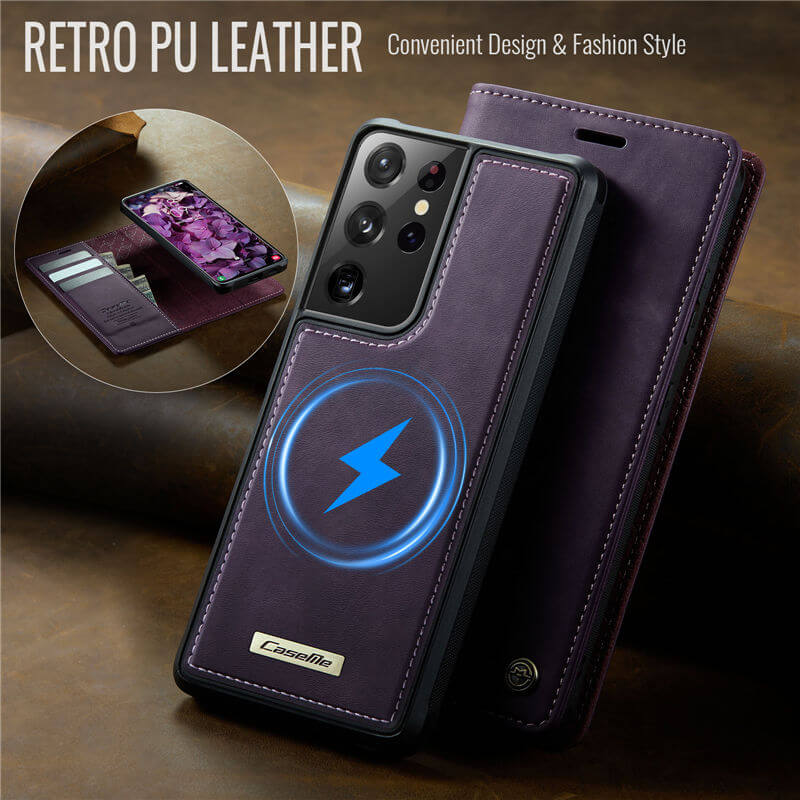 CaseMe Samsung Galaxy S21 Ultra 2-in-1 Magnetic Wallet Case with RFID Blocking