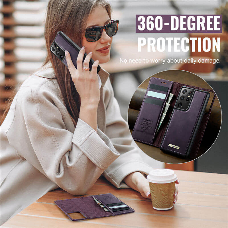 CaseMe Samsung Galaxy S21 Ultra 2-in-1 Magnetic Wallet Case with RFID Blocking