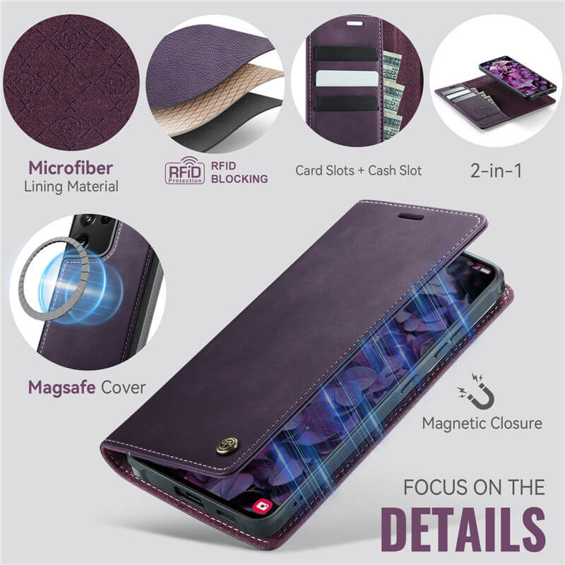 CaseMe Samsung Galaxy S21 Ultra 2-in-1 Magnetic Wallet Case with RFID Blocking