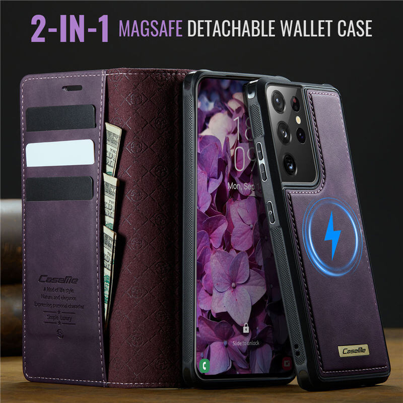 CaseMe Samsung Galaxy S21 Ultra 2-in-1 Magnetic Wallet Case with RFID Blocking