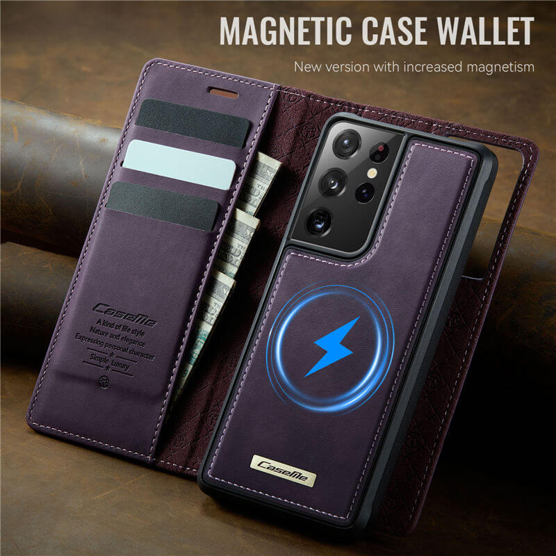 CaseMe Samsung Galaxy S21 Ultra 2-in-1 Magnetic Wallet Case with RFID Blocking