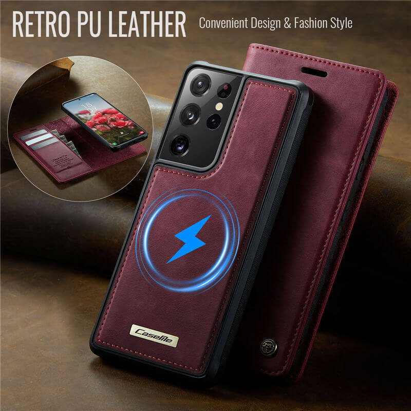 CaseMe Samsung Galaxy S21 Ultra 2-in-1 Magnetic Wallet Case with RFID Blocking
