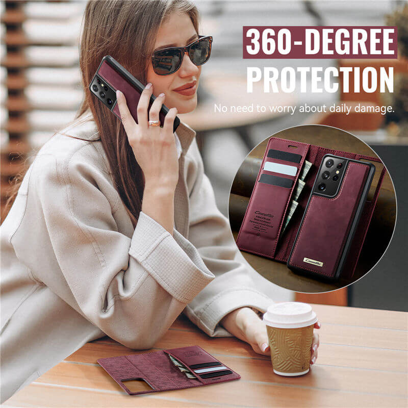 CaseMe Samsung Galaxy S21 Ultra 2-in-1 Magnetic Wallet Case with RFID Blocking