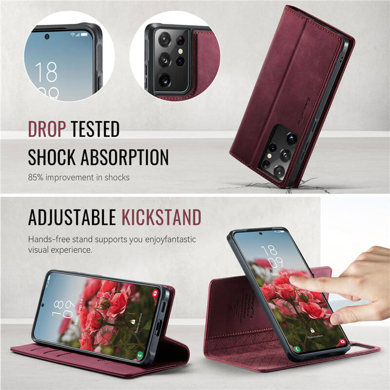 CaseMe Samsung Galaxy S21 Ultra 2-in-1 Magnetic Wallet Case with RFID Blocking