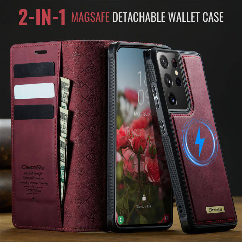 CaseMe Samsung Galaxy S21 Ultra 2-in-1 Magnetic Wallet Case with RFID Blocking