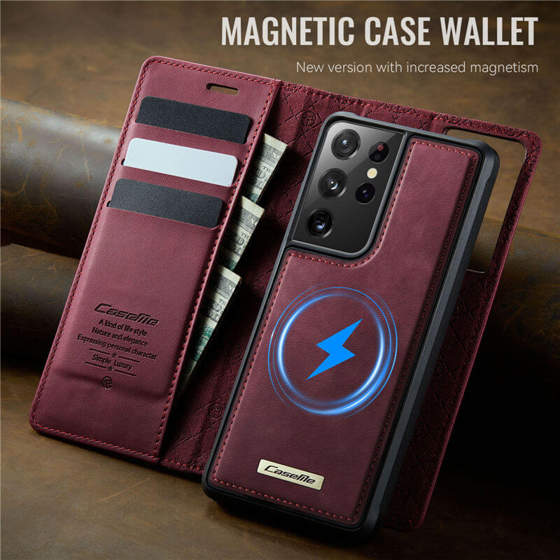 CaseMe Samsung Galaxy S21 Ultra 2-in-1 Magnetic Wallet Case with RFID Blocking