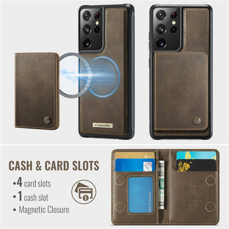 CaseMe Samsung Galaxy S21 Ultra 2-in-1 Magnetic Wallet Case