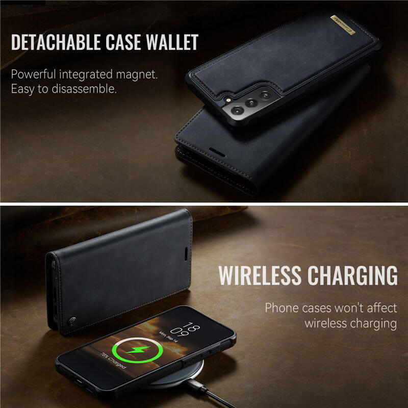 CaseMe Samsung Galaxy S21 2-in-1 Magnetic Wallet Case with RFID Blocking