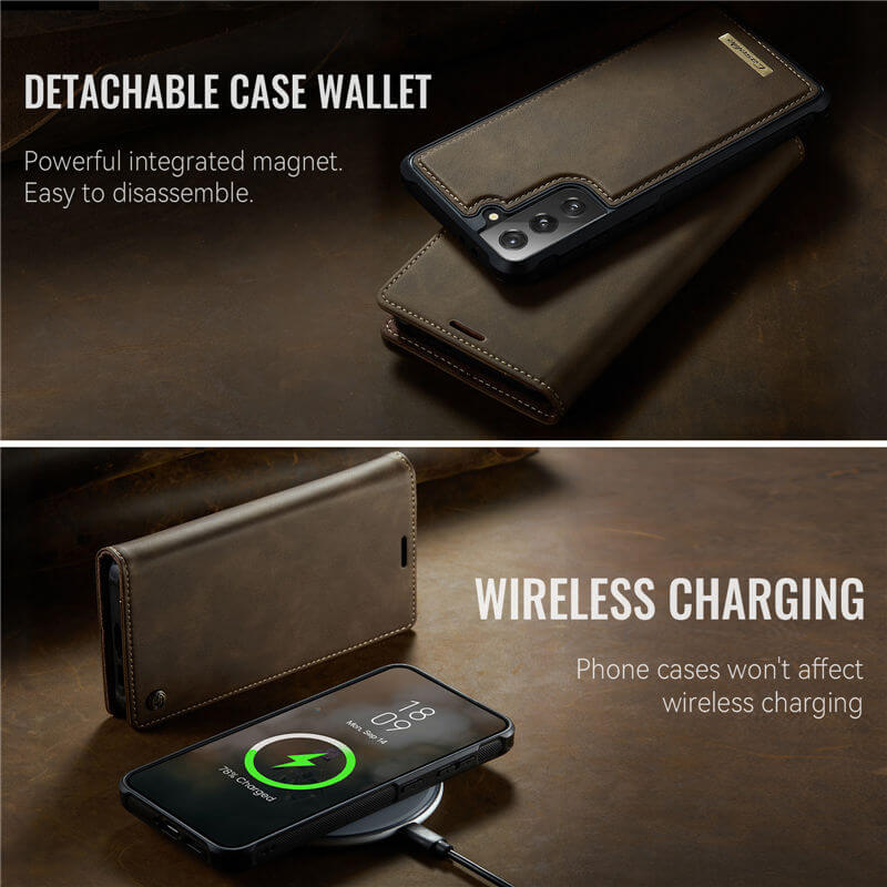 CaseMe Samsung Galaxy S21 Plus 2-in-1 Magnetic Wallet Case with RFID Blocking