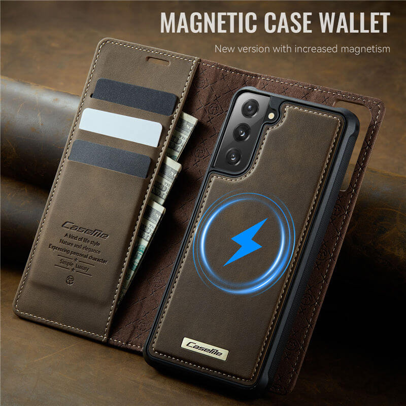 CaseMe Samsung Galaxy S21 Plus 2-in-1 Magnetic Wallet Case with RFID Blocking