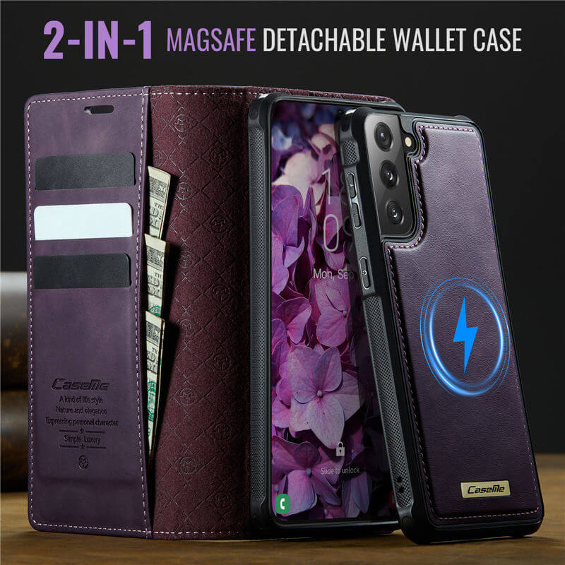 CaseMe Samsung Galaxy S21 Plus 2-in-1 Magnetic Wallet Case with RFID Blocking