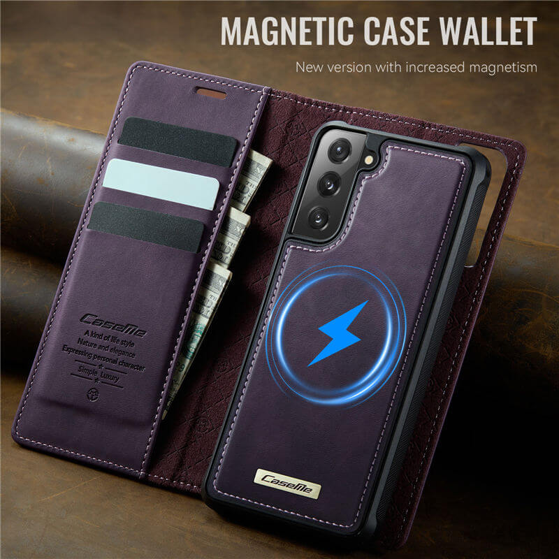 CaseMe Samsung Galaxy S21 Plus 2-in-1 Magnetic Wallet Case with RFID Blocking