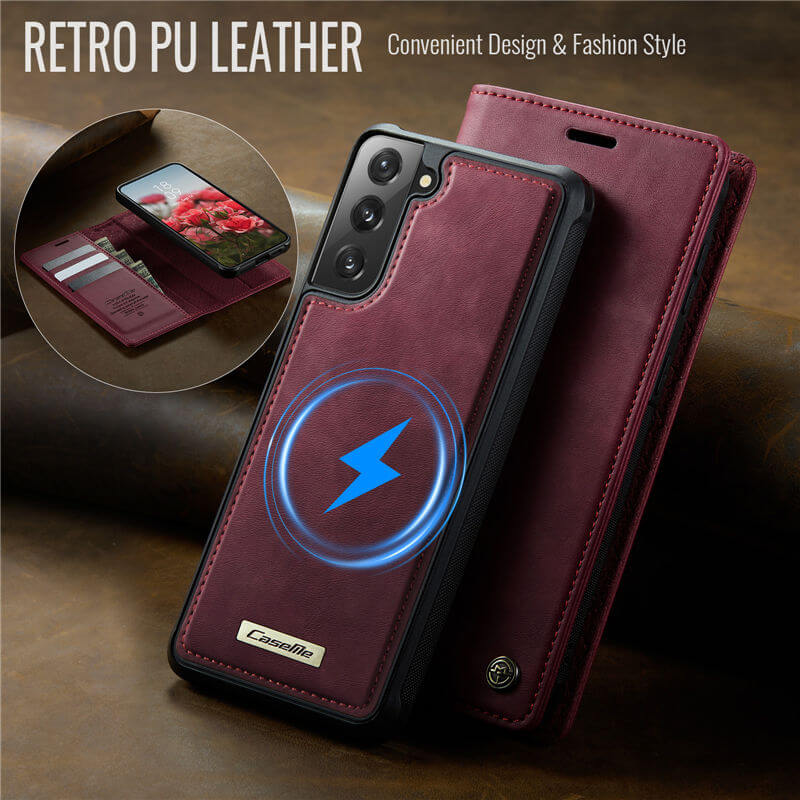 CaseMe Samsung Galaxy S21 Plus 2-in-1 Magnetic Wallet Case with RFID Blocking