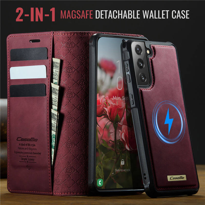 CaseMe Samsung Galaxy S21 Plus 2-in-1 Magnetic Wallet Case with RFID Blocking