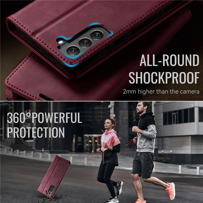 CaseMe Samsung Galaxy S22 Plus Magnetic Wallet Case with RFID Blocking